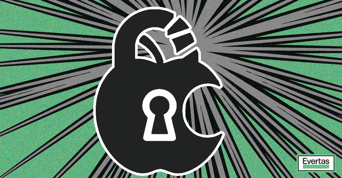 illustration of an apple as a broken padlock