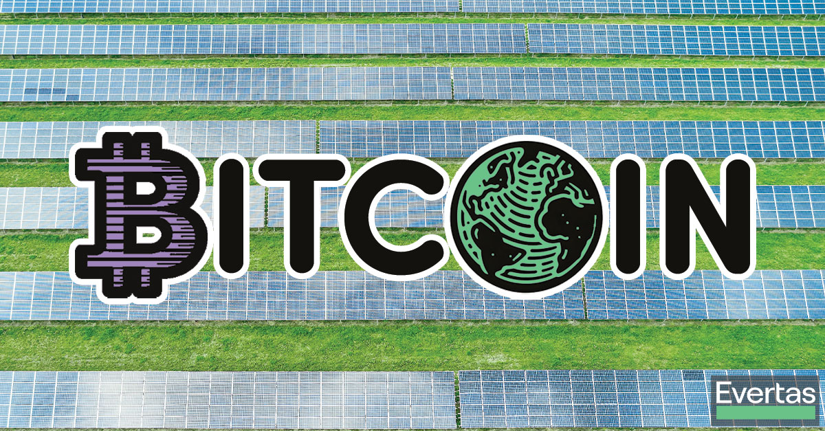 Bitcoin Mining’s Environmental Impact the word bitcoin stylized with the bitcoin symbol for the b and a drawing of the earth for the o