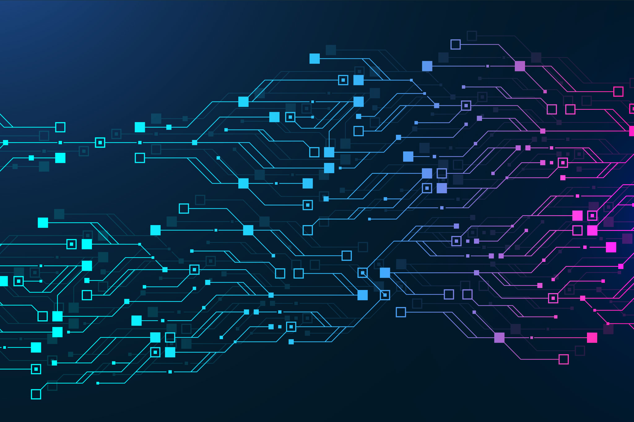 Coverage Types for Crypto Custodians Graphic of blue, purple, and pink squares and lines over a navy background